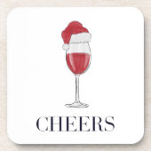 Chefin Weihnachtsmannmütze Wine Holiday Party Getränkeuntersetzer (Vorderseite)