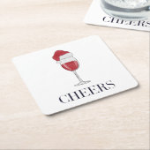 Chefin Weihnachtsmannmütze Wine Holiday Party Rechteckiger Pappuntersetzer (angewinkelt)