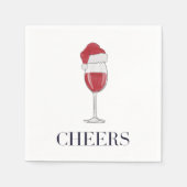 Chefin Weihnachtsmannmütze Wine Holiday Party Serviette (Vorderseite)