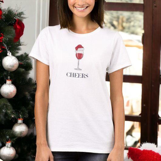 Chefin Weihnachtsmannmütze Wine Holiday Party T-Shirt