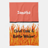 Chefkoch und Flaschenabwasher Geschirrtuch (Vertikal)