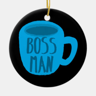 Chefmann mit blauer KAFFEETASSE Keramik Ornament