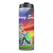 Chefredakteur mit farbenprächtigem Hintergrund per Thermosbecher (Vorderseite)