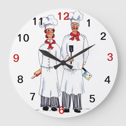 Chefs and knifes wall clock große wanduhr (Vorderseite)
