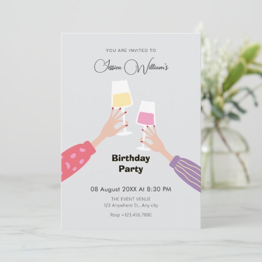 Chefs Glas Geburtstagsparty Einladung (Stehend Vorderseite)