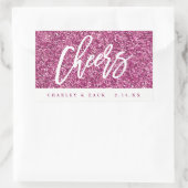 Chefs Hot Pink Glitzer Mini Wein Champagner Label Rechteckiger Aufkleber (Tasche)