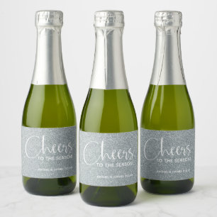 Chefs Imitate Gold GLITZER Weihnachten Mini Schaumweinetikett