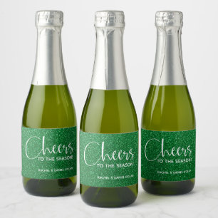 Chefs Imitate Grüner GLITZER Weihnachten Mini Schaumweinetikett
