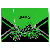 Chefs - Lime Green, Black, Silver - Large Große Geschenktüte (Rückseite)