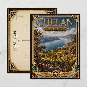 Chelan Washington Vintage Art Deco Golden Age Postkarte