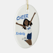 Cheleader African American Dark Blue & White Keramik Ornament (Rechts)