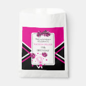 Cheleader Birthday Party Hot Pink, Black, White Geschenktütchen (Vorderseite)
