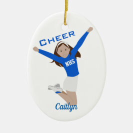 Cheleader Dark Brünett Blue & White Keramik Ornament