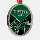 Cheleader 📣 - Dunkelgrün, Schwarz und Weiß Silbernes Ornament (Rechts)