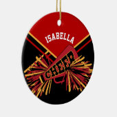 Cheleader 📣 - Dunkelrot, Schwarz und Gold Keramik Ornament (Rechts)