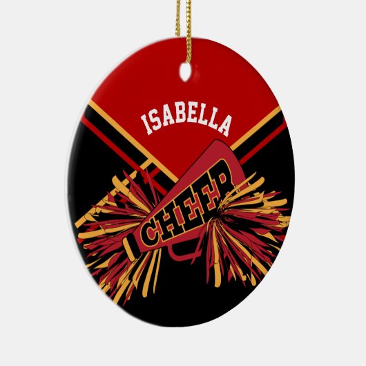 Cheleader 📣 - Dunkelrot, Schwarz und Gold Keramik Ornament (Rechts)