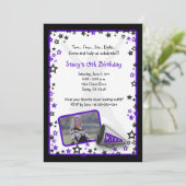 Cheleader Foto Einladung Lila (Stehend Vorderseite)