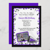 Cheleader Foto Einladung Lila (Vorne/Hinten)