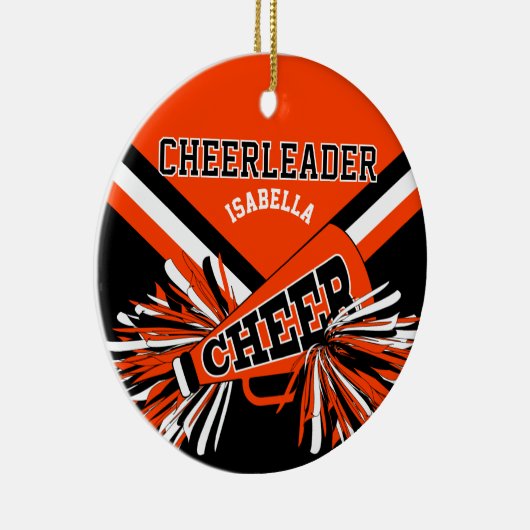 Cheleader 📣 - Orange, Weiß und Schwarz Keramik Ornament (Rechts)