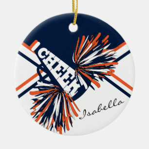 Cheleader - Orange, White und Navy Blue Keramikornament