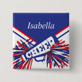 Cheleader Outfit in Blau, Weiß und Rot Button