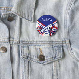 Cheleader Outfit in Blau, Weiß und Rot Button