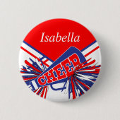Cheleader Outfit in Blau, Weiß und Rot Button (Vorderseite)