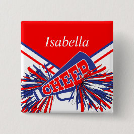 Cheleader Outfit in Blau, Weiß und Rot Button