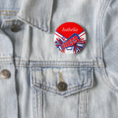 Cheleader Outfit in Blau, Weiß und Rot Button (Beispiel)