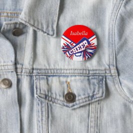 Cheleader Outfit in Blau, Weiß und Rot Button