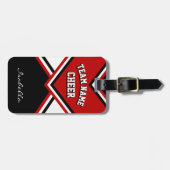 Cheleader Outfit in dunkelrot, schwarz und weiß Gepäckanhänger (Vorderseite horizontal)