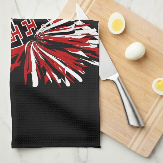 Cheleader Outfit in dunkelrot, schwarz und weiß Handtuch (Viertel Falte)