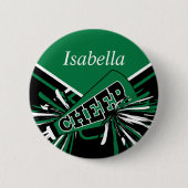 Cheleader Outfit in Grün, Schwarz und Weiß Button (Vorderseite)