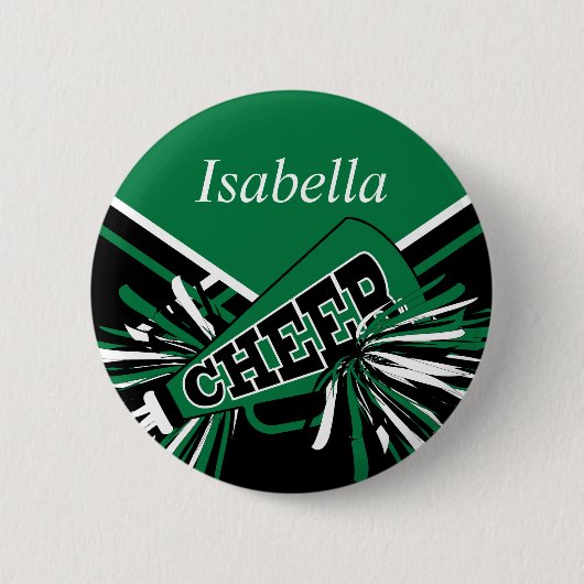 Cheleader Outfit in Grün, Schwarz und Weiß Button (Vorderseite)