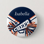 Cheleader Outfit in Navy Blue, Orange & White Button (Vorderseite)