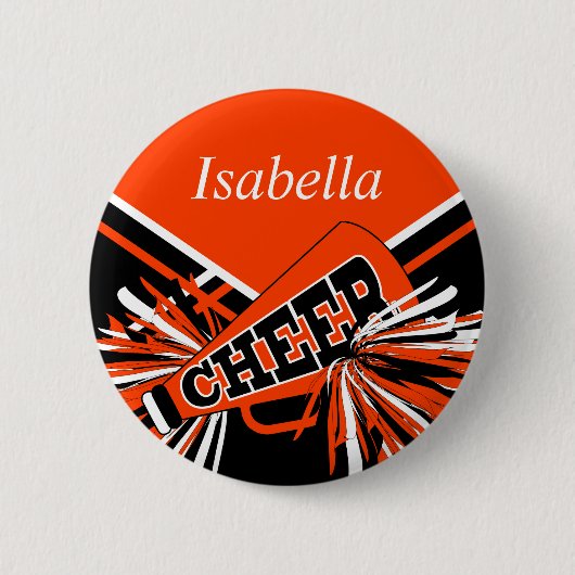 Cheleader Outfit in Orange und Schwarz Button (Vorderseite)