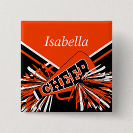 Cheleader Outfit in Orange und Schwarz Button