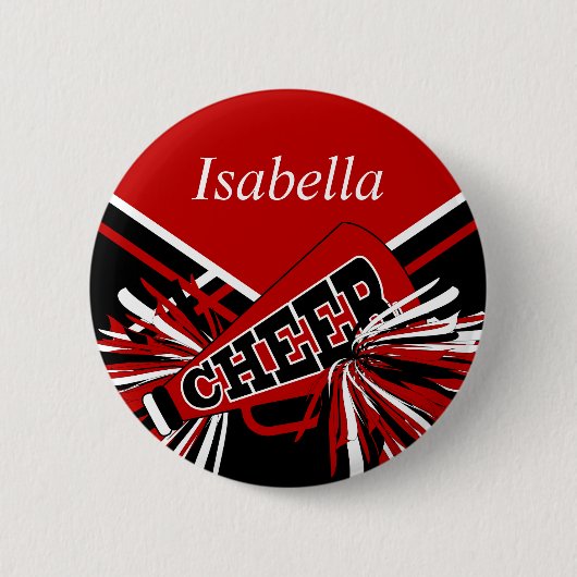 Cheleader Outfit in Rot und Schwarz Button (Vorderseite)