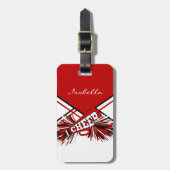 Cheleader Outfit in Rot und Weiß Gepäckanhänger (Vorderseite vertikal)