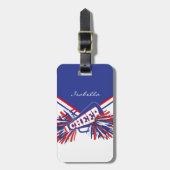 Cheleader Outfit in Rot, Weiß und Blau Gepäckanhänger (Vorderseite vertikal)