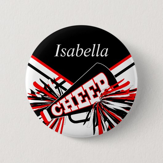 Cheleader Outfit in Schwarz, Rot und Weiß Button (Vorderseite)