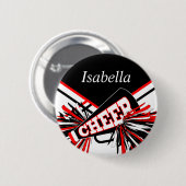 Cheleader Outfit in Schwarz, Rot und Weiß Button (Vorne & Hinten)