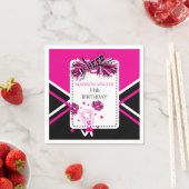 Cheleader Party Hot Pink, Schwarz, Weiß Serviette (Beispiel)