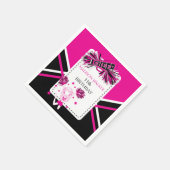Cheleader Party Hot Pink, Schwarz, Weiß Serviette (Ecke)