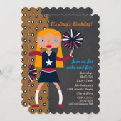 Cheleader Pompoms Mädchen Geburtstagsparty Einladung (Vorne/Hinten)