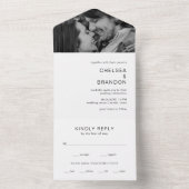 Chelsea Black and White Modern Wedding All In One Einladung (Innen Boden)