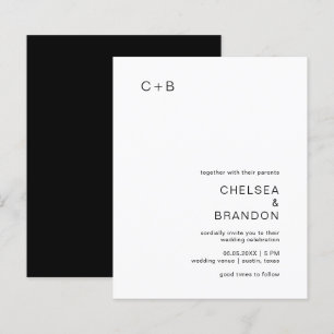 Chelsea Black and White Modern Wedding Einladung