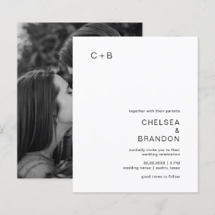 Chelsea Black and White Modern Wedding Einladung