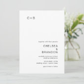 Chelsea Black and White Modern Wedding Einladung (Stehend Vorderseite)