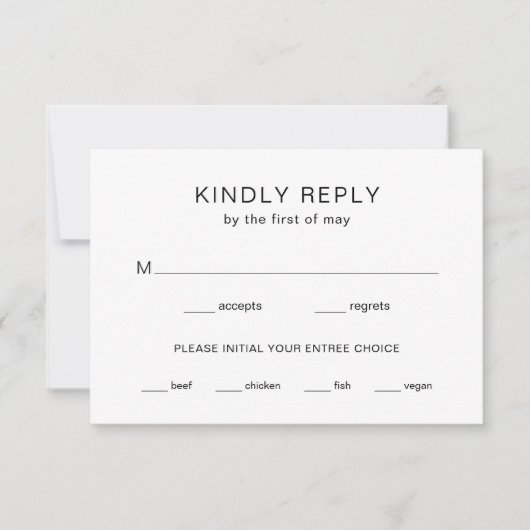 Chelsea Black and White Modern Wedding RSVP Karte (Vorderseite)